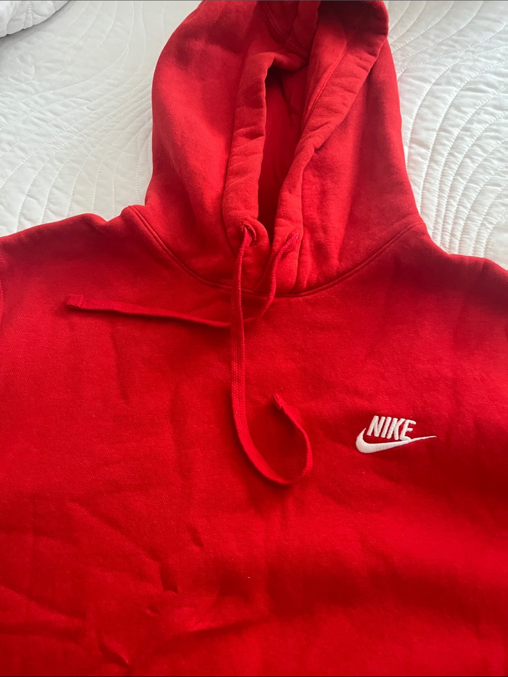 Nike Red Pullover Hoodie with White Swoosh Logo